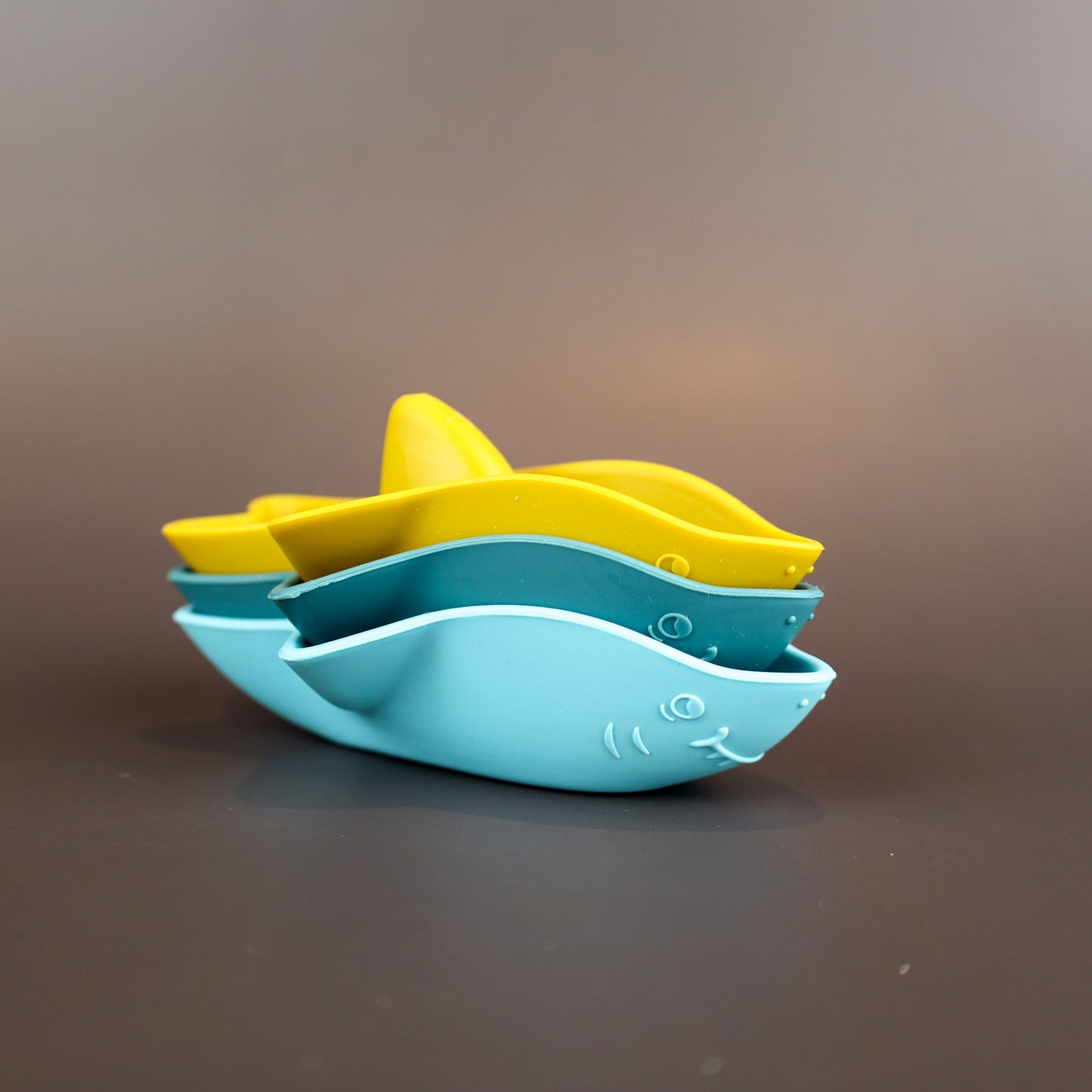 Silicone Shark Boats-Mustard, Dark & Light Blue