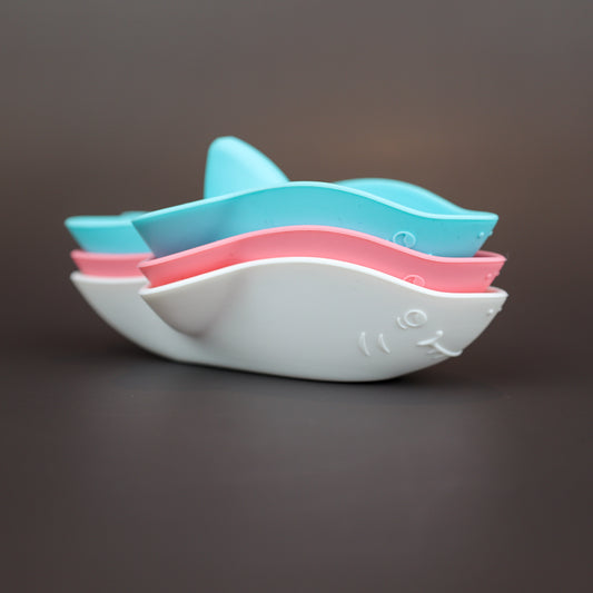 Silicone Shark Boats-Pink, White & Blue