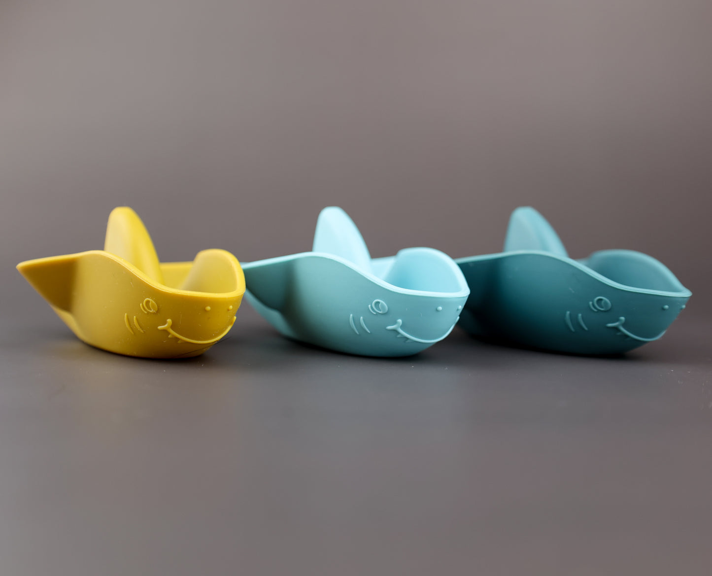 Silicone Shark Boats-Mustard, Dark & Light Blue