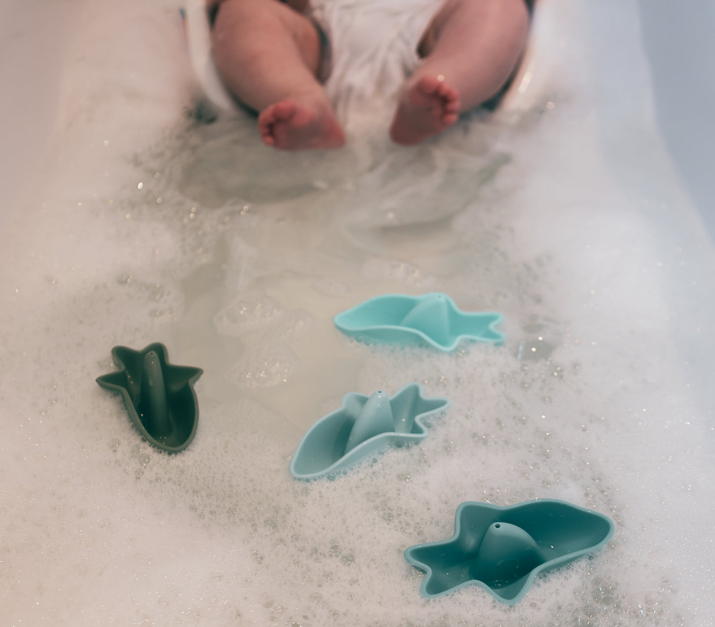 Silicone Shark Boats-Mustard, Dark & Light Blue