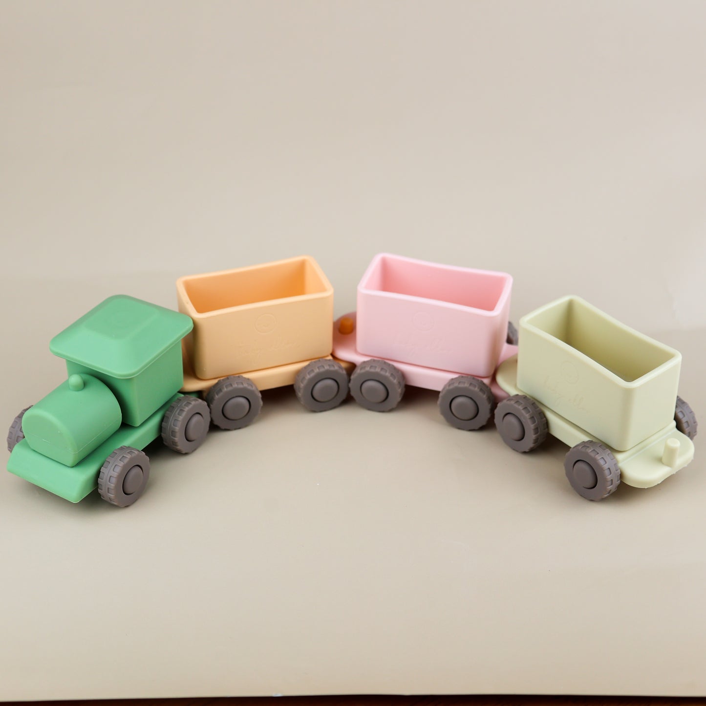 pastel green silicone linking train toy baby ellor