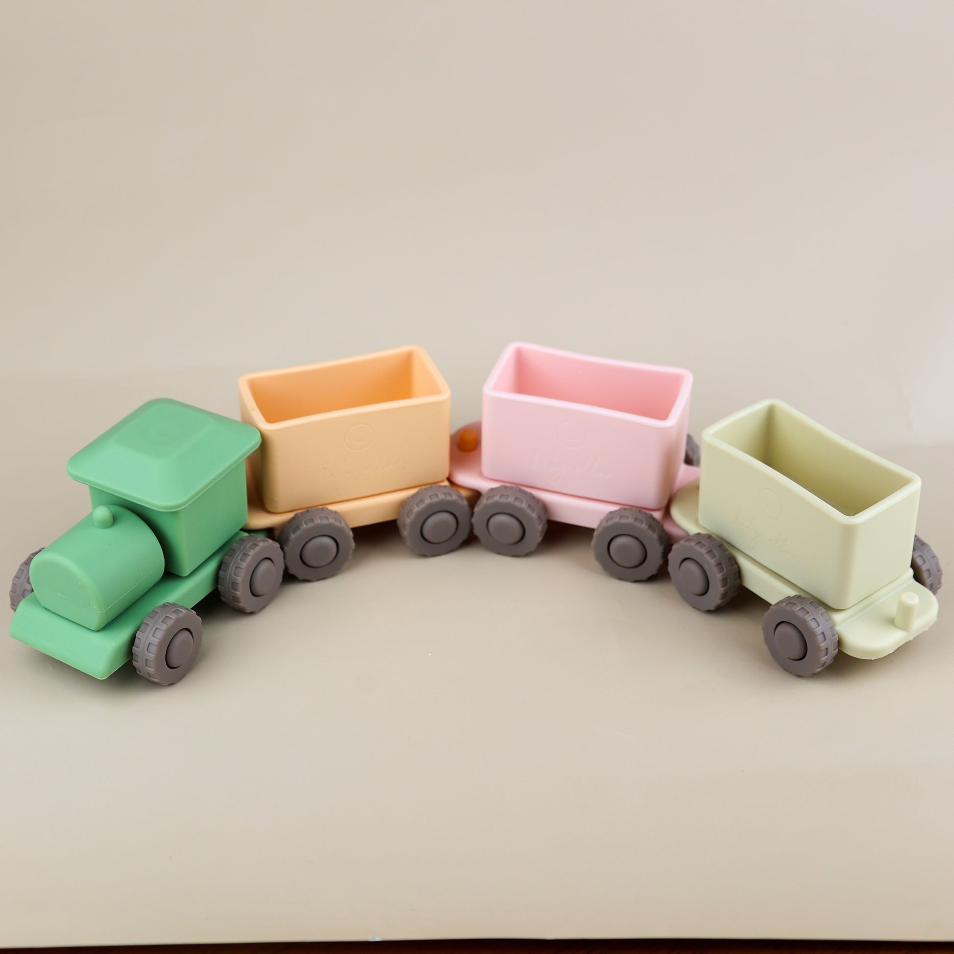 pastel green silicone linking train toy baby ellor