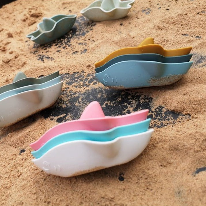 Silicone Shark Boats-Mustard, Dark & Light Blue