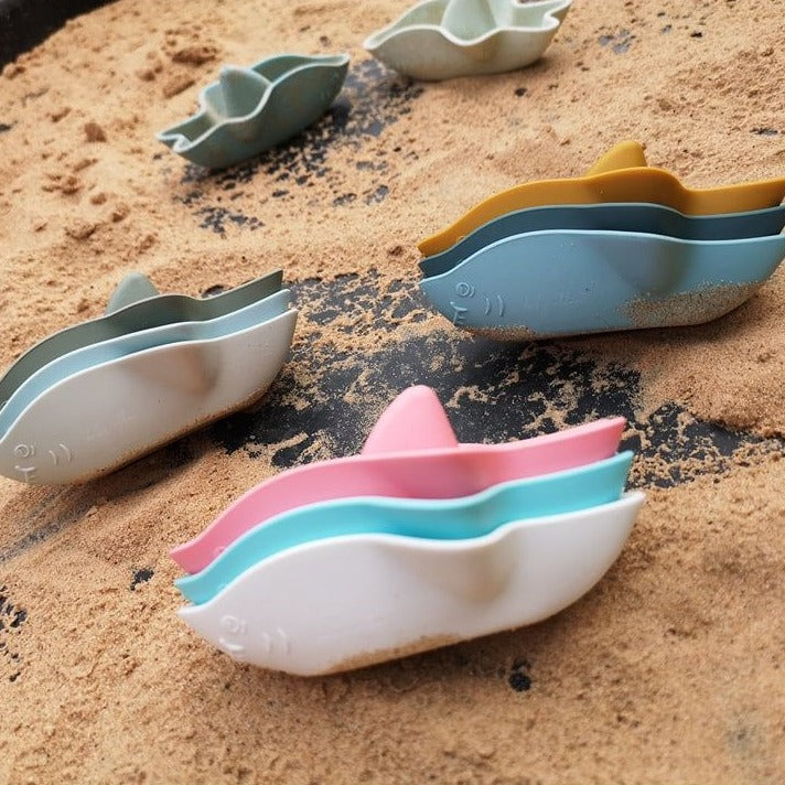 Silicone Shark Boats-Grey, Blue & Green