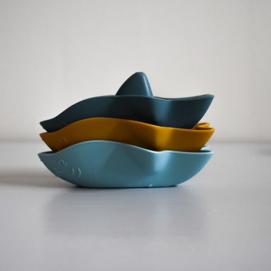 Silicone Shark Boats-Mustard, Dark & Light Blue