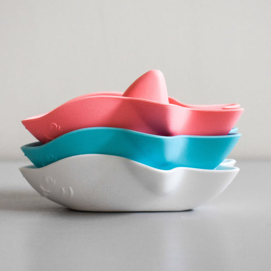 Silicone Shark Boats-Pink, White & Blue