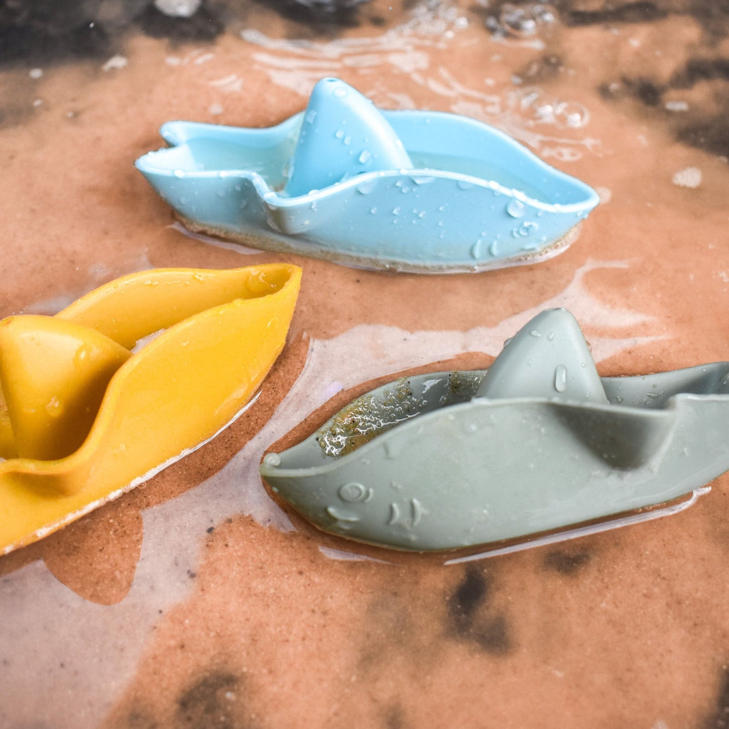 Silicone Shark Boats-Mustard, Dark & Light Blue